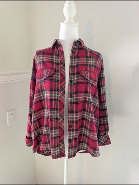 NWT  Red Plaid Lightweight Button Up Shirt